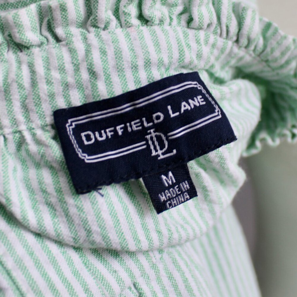 DUFFIELD LANE Green White Striped Annika Tiered Above the Knee Dress sz Medium - Picture 5 of 10